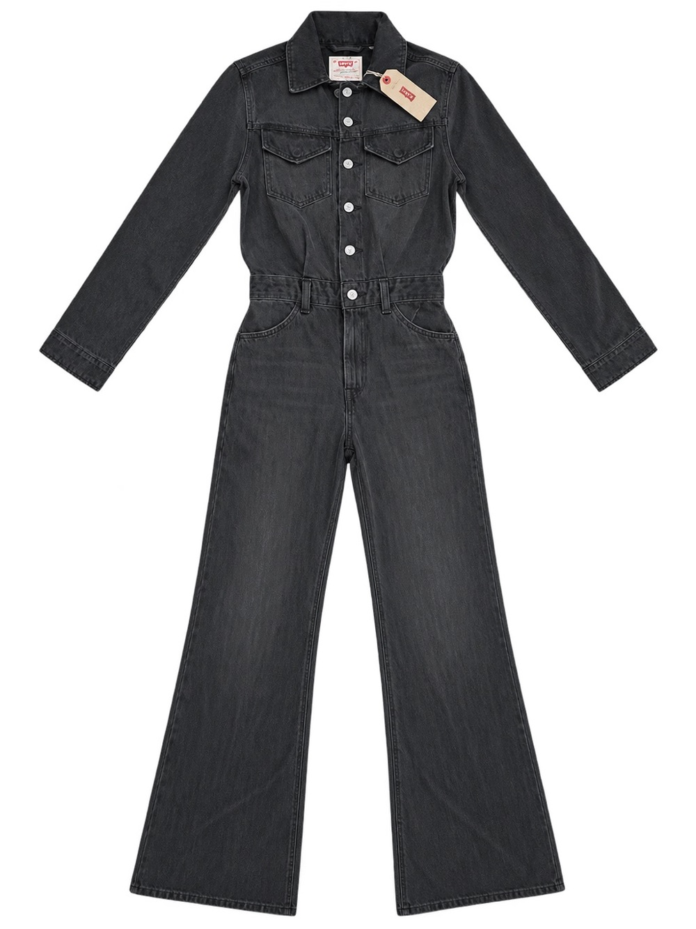 Levi's Black Denim Wide-Leg Long-Sleeve Jumpsuit NWT